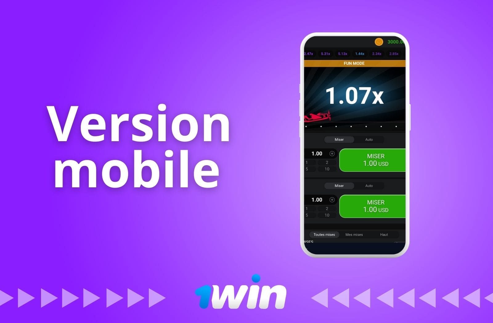 Examen de la version mobile de l'application Aviator de 1win Bénin